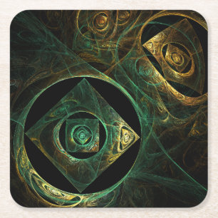 Magical Vibrations Abstract Art Square Paper Coaster