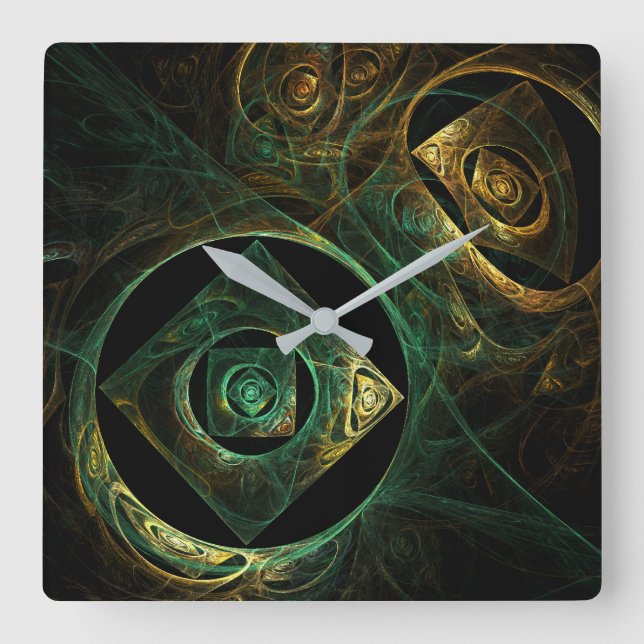 Magical Vibrations Abstract Art Square Wall Clock (Front)