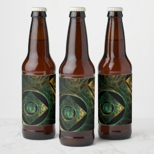 Magical Vibrations Abstract Fractal Art Design Beer Bottle Label