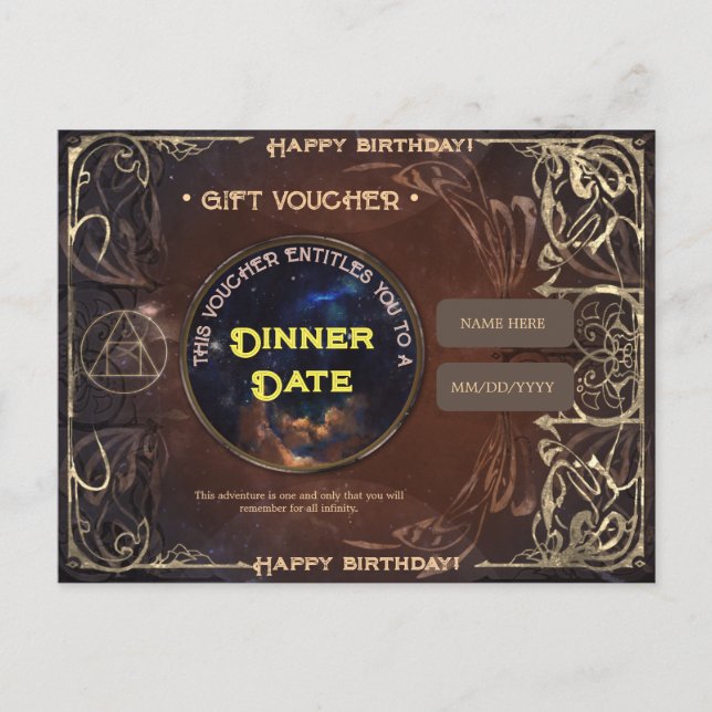 Magical vintage fantasy Birthday Gift Voucher  Postcard (Front)