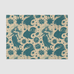 Magical Vintage Witch with Stars Decoupage Paper