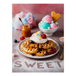 Magical Waffle & Ice Cream Fantasy Poster