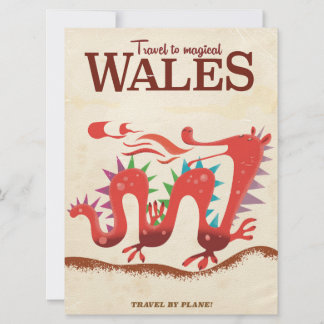 Magical Wales Dragon travel poster Invitation