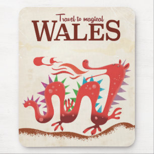 Magical Wales Dragon travel poster Mouse Mat