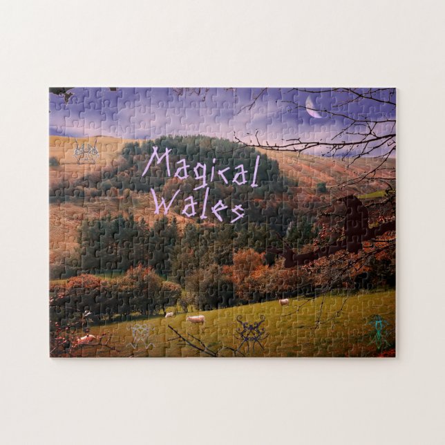 Magical  Wales Pennant Valley Mystery Symbol Raven Jigsaw Puzzle (Horizontal)
