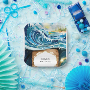 Magical Water Children Ocean Waves Birthday Paper Plate