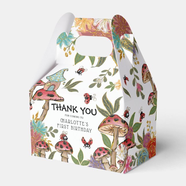 Magical Watercolor Cute Ladybug Girls Birthday Favour Box (Front Side)