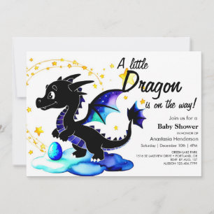 Magical Watercolor Dragon Boy Baby Shower Invitation