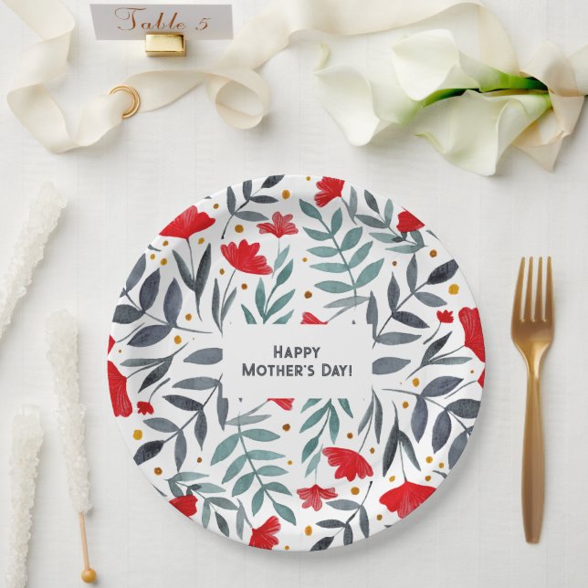Magical Watercolor Garden Mother's Day Paper Plate (Wedding)