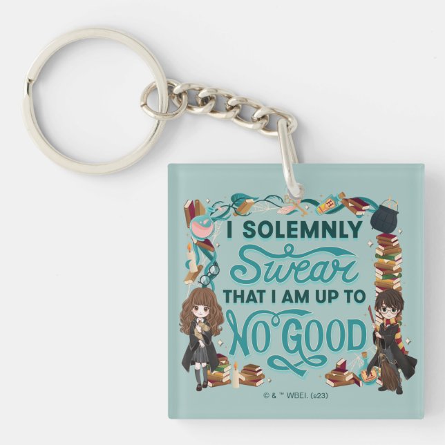 Magical Watercolor "I Solemnly Swear" Key Ring (Front)