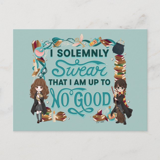 Magical Watercolor "I Solemnly Swear" Postcard (Front)
