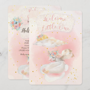 Magical Watercolor Pink Unicorn Baby Shower Invitation