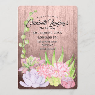 Magical Watercolor Succulents Birthday Invitation