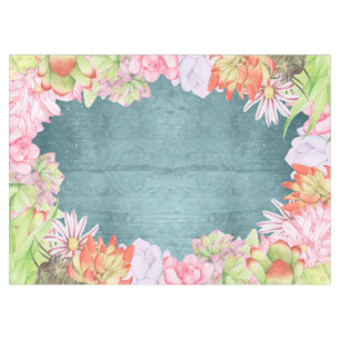 Magical Watercolor Succulents teal Tablecloth