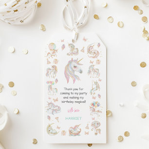 Magical Watercolor Unicorns Thank You Favour Gift Tags