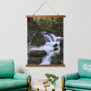Magical waterfall in gorge Hell Hanging Tapestry