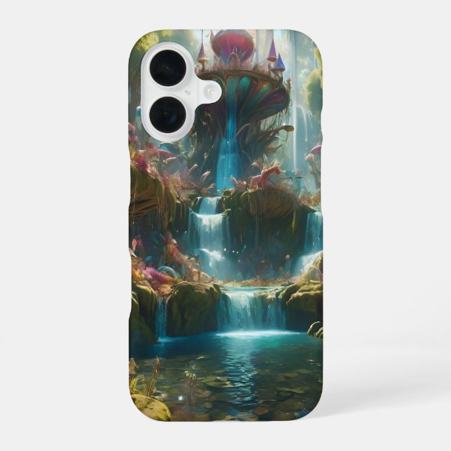 Magical Waterfall Landscape iPhone 16 Case (Back)