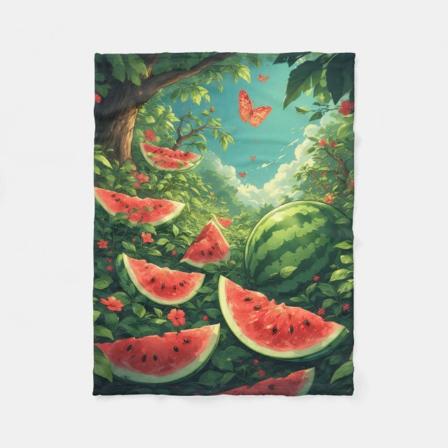 Magical Watermelon Garden – Nature Fantasy Blanket (Front)
