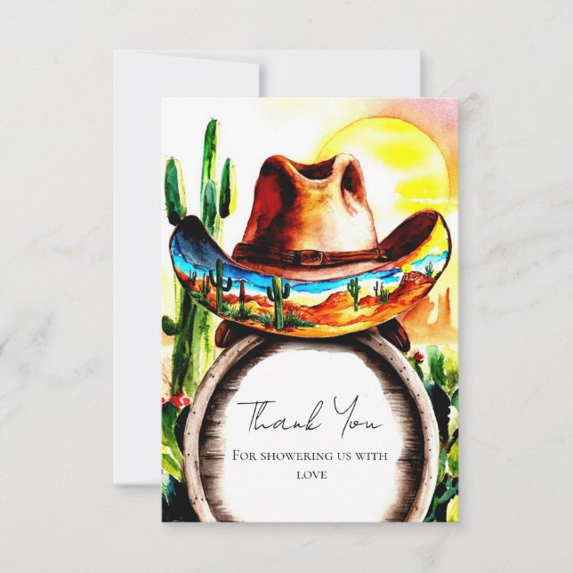 Magical Western Hat Cowboy Baby Shower Thank You Card (Front)