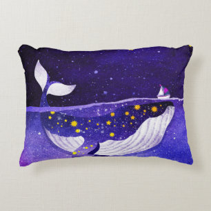 Magical Whale: Dark Ocean Night Decorative Cushion