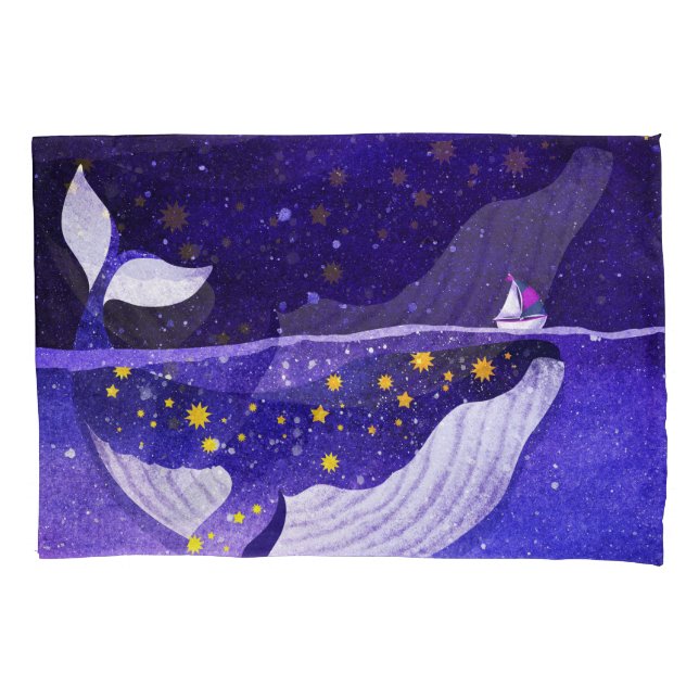 Magical Whale: Dark Ocean Night Pillowcase (Front)