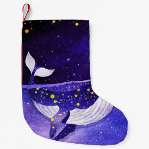 Magical Whale: Dark Ocean Night Small Christmas Stocking