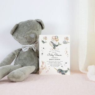 Magical Whales And Stars Virtual Baby Shower Invitation