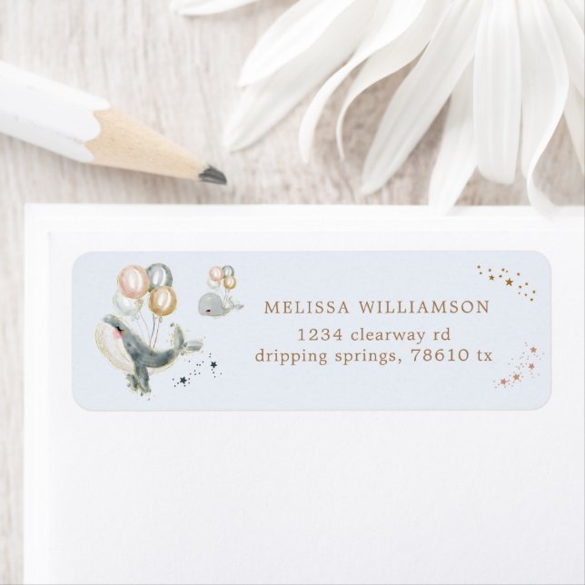 Magical Whales Balloons Stars Return Address Label (Insitu)