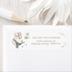magical whales balloons stars return address label