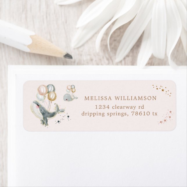 Magical Whales Balloons Stars Return Address Label (Insitu)