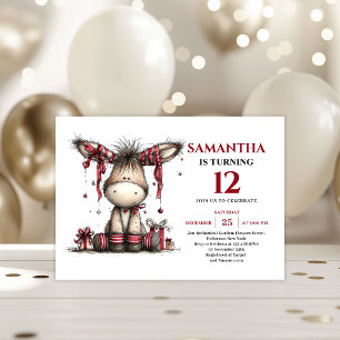 Magical whimsical animals donkey kids birthday invitation