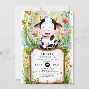 Magical Whimsical Cow Birthday Invitation