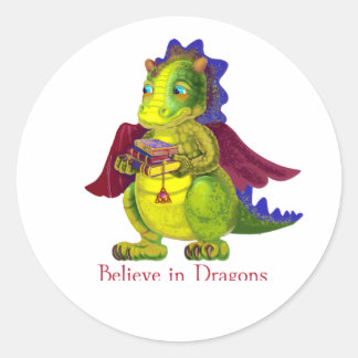 Magical whimsical dragon classic round sticker