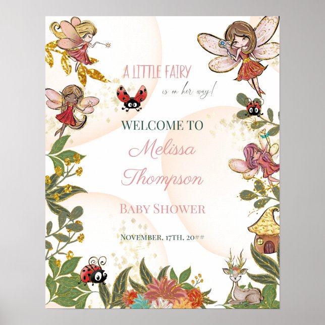 Magical Whimsical Enchanted Forest Fairy & Ladybug Poster (Front)