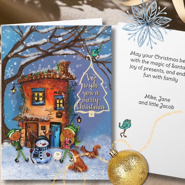 Magical Whimsical House and Friends Christmas Holiday Card (Magical Whimsical House and Friends Christmas Holiday Card)