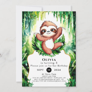 Magical Whimsical Sloth Birthday Invitation