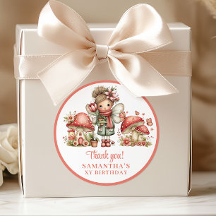Magical Whimsy Fairy Floral Birthday Thank You  Classic Round Sticker