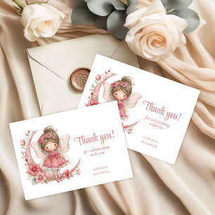Magical Whimsy Pink Flowers 9th Birthday Thank You Card