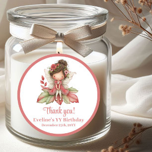 Magical Whimsy Pink Flowers Girl Birthday Stickers