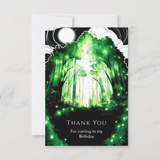Magical Whimsy Woodland Birthday Thank You Card (Front)