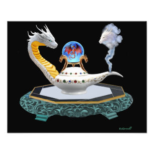 Magical White Ceramic Dragon Lamp Photo Print