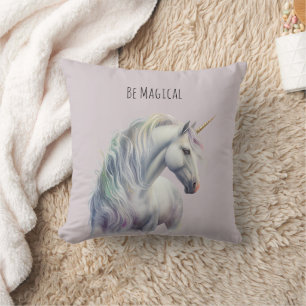 Magical White Gold Horn Unicorn  Cushion