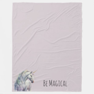 Magical White Gold Horn Unicorn Fleece Blanket