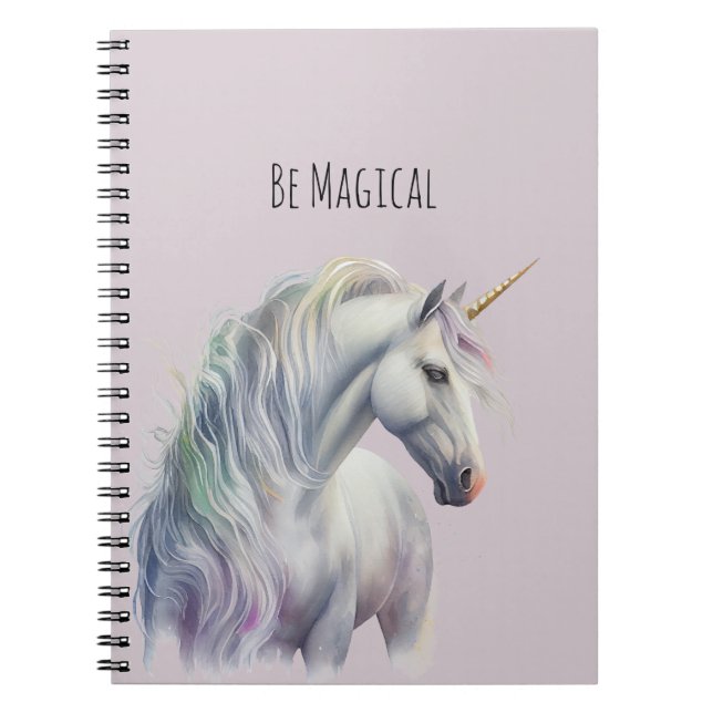 Magical White Gold Horn Unicorn  Notebook (Front)