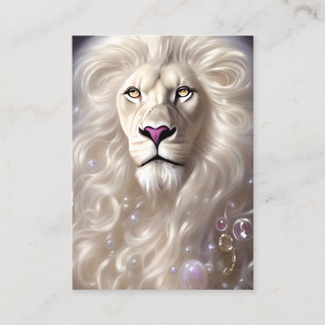 Magical White Lion Full Face Graphic Business Card (Front)