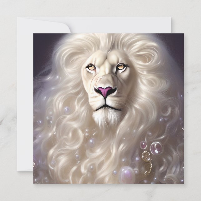 Magical White Lion Full Face Graphic Card (Front)