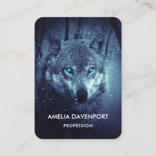Magical Wild Wolf with Amazing Blue Eyes Business Card