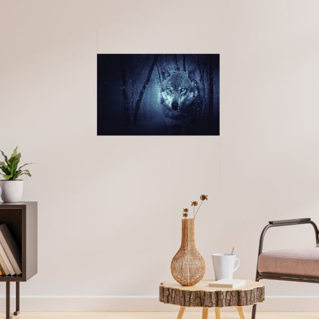 Magical Wild Wolf with Amazing Blue Eyes Poster (Living Room 3)