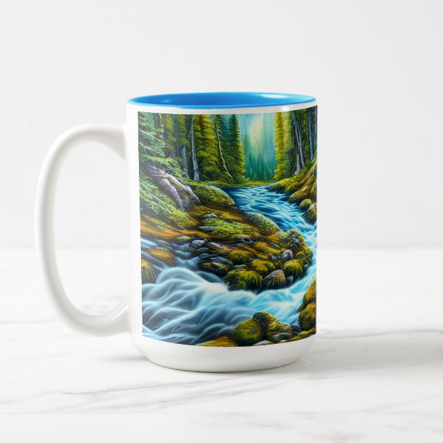 Magical Wilderness Bubbling Brook Two-Tone Coffee Mug (Left)