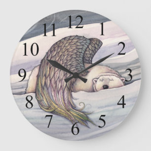 Magical Winged Polar Bear Angel Wall Clock